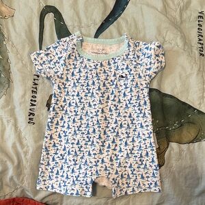 Vineyard Vines Infant Romper with Blue and White Sailboat Design